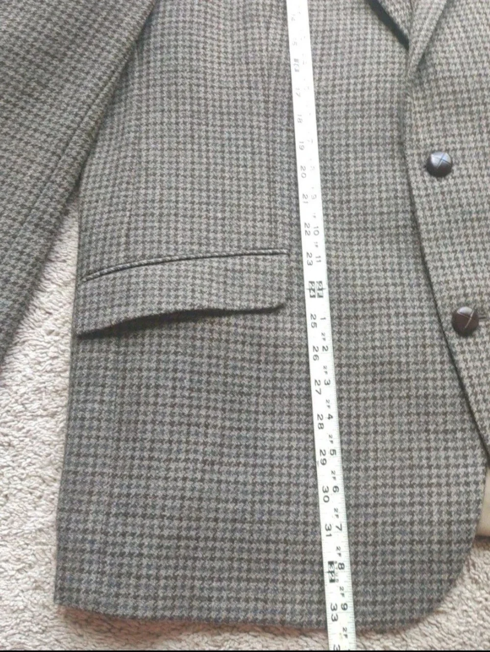 Lauren Ralph Lauren Blazer Mens 48L Brown Wool Trim Fit Houndstooth Sport Jacket